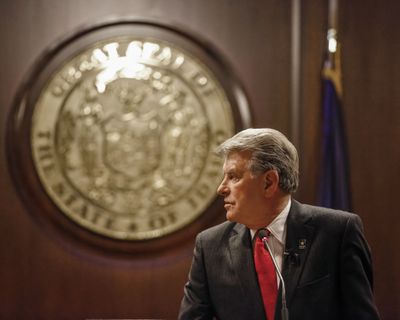 Idaho Gov. Butch Otter speaks to reporters at the state Capitol building in Boise on Thursday. (Associated Press)