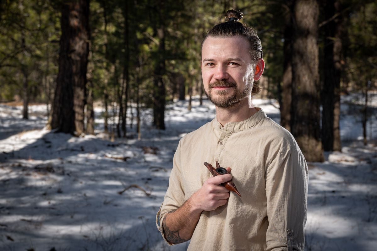 Connor Mize is the local leader of the Church of Gaia, a religious organization that consumes ayahuasca, a psychedelic tea, as sacrament. His followers are waiting to perform their mind-altering ceremonies on U.S. soil until the DEA gives them legal immunity.  (COLIN MULVANY/THE SPOKESMAN-REVIEW)