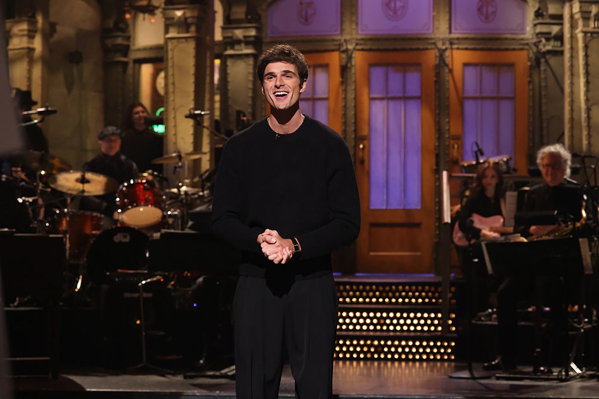 Host Jacob Elordi during the monologue on "Saturday Night Live," on Jan. 20.    (Will Heath/NBC)