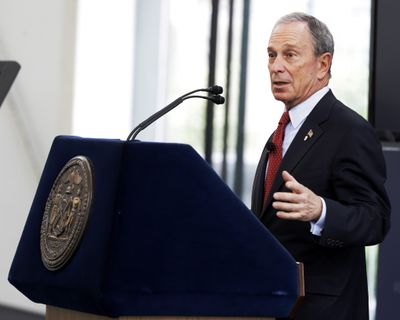 New York City Mayor Michael Bloomberg speaks about the the city's plans for dealing with climate change Tuesday at Brooklyn Navy Yards. (Associated Press)