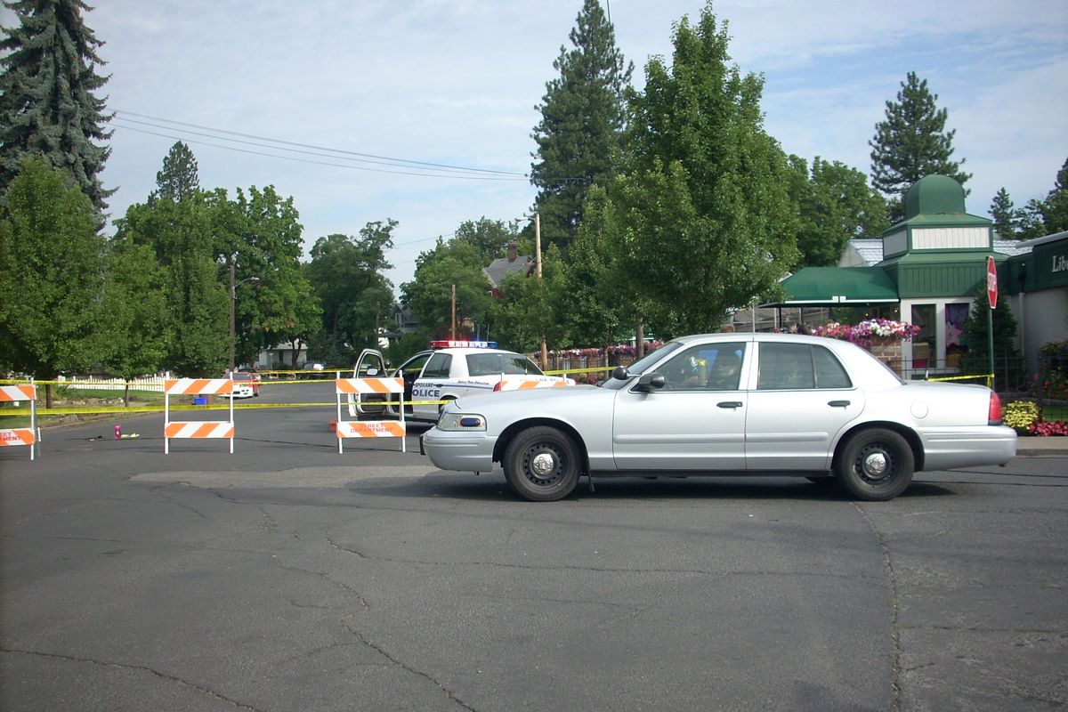 Police blocked Perry Street north of Eighth Avenue this morning after a fight erupted into a shooting and stabbing with three victims. (The Spokesman-Review)
