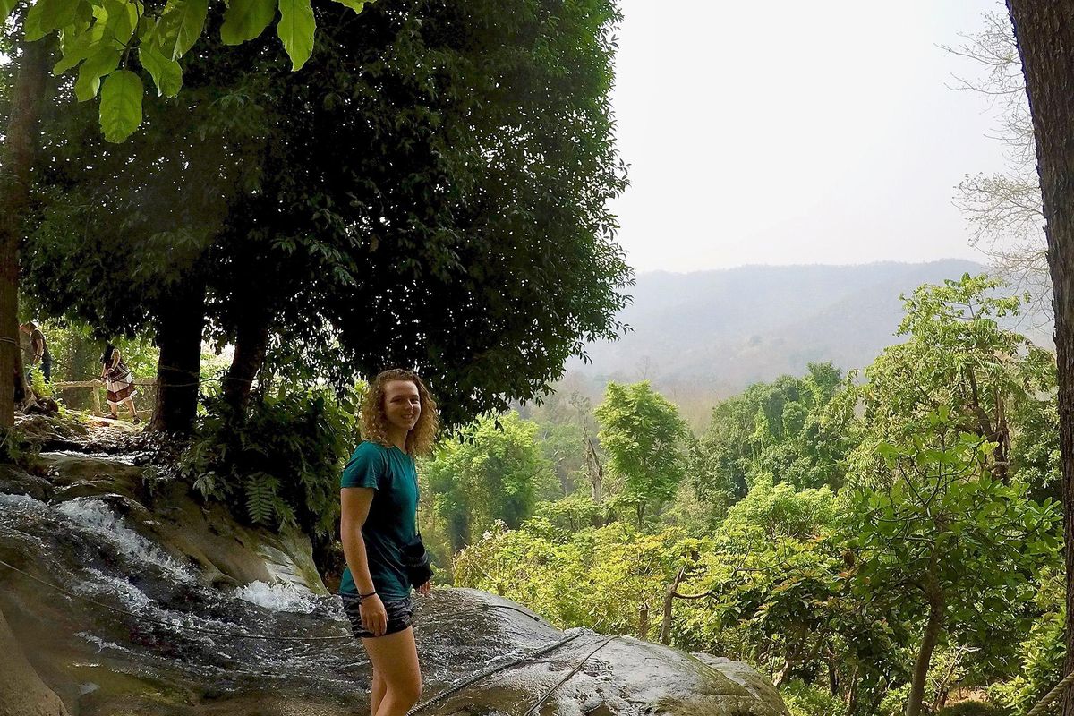 Elizabeth Potter is the notable graduate from Cheney High. Elizabeth Potter was at a limestone waterfall near Chiang Mai, Thailand, which you can actually climb up and down. It was taken during her last week in Thailand. (COURTESY / COURTESY)