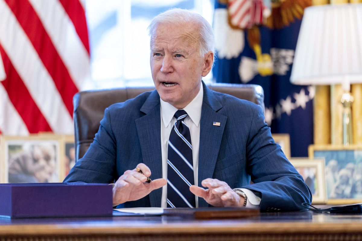 FILE - President Joe Biden speaks before signing the American Rescue Plan, a coronavirus relief package, in the Oval Office of the White House, March 11, 2021, in Washington. Biden is releasing a budget blueprint that tries to tell voters what the diverse and at times fractured Democratic Party stands for. It calls for higher taxes on the wealthy, lower budget deficits, more money for police and greater funding for education, public health and housing.  (Andrew Harnik)