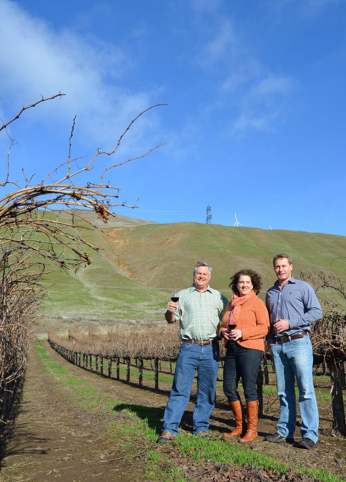 From left, owners Craig and Vicki Leuthold and winemaker Richard Batchelor pose in this file photo, provided by the winery. (Maryhill Winery)