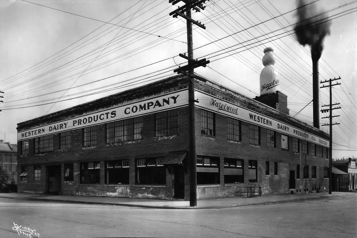 1927 – The Western Dairy Products Company building sits at the corner of Post Street and Mallon Avenue. Western Dairy had just acquired the Hazelwood milk and ice cream business and renovated the former Bake-Rite bakery building into a dairy processing plant. Western Dairy also kept the Hazelwood name on its products for up to a decade after the sale. (Libby Photographers)