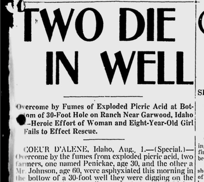 A pair of ranchmen died after inhaling toxic fumes in a well they were digging near Garwood on this day 100 years ago.  (S-R archives)