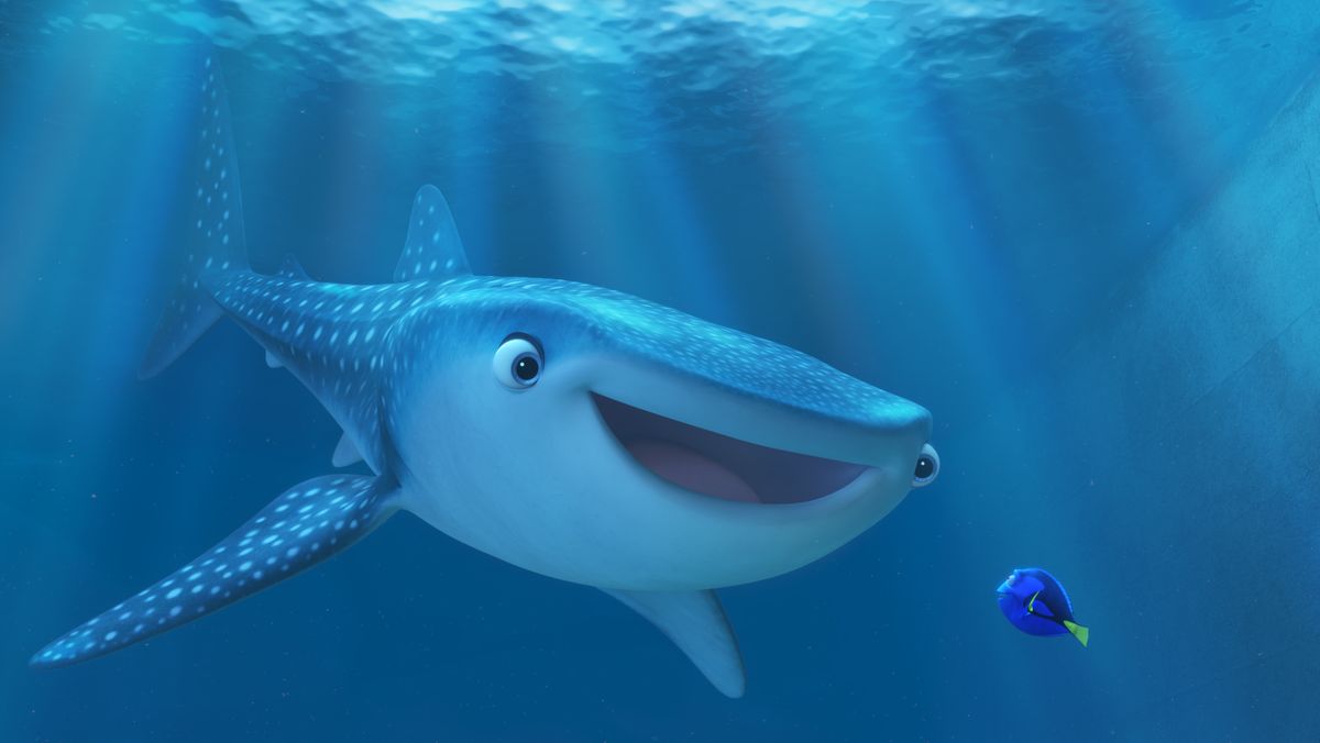 This image released by Disney shows the characters Destiny voiced by Kaitlin Olson, left, and Dory, voiced by Ellen DeGeneres, in a scene from "Finding Dory." (Pixar / Disney via AP)