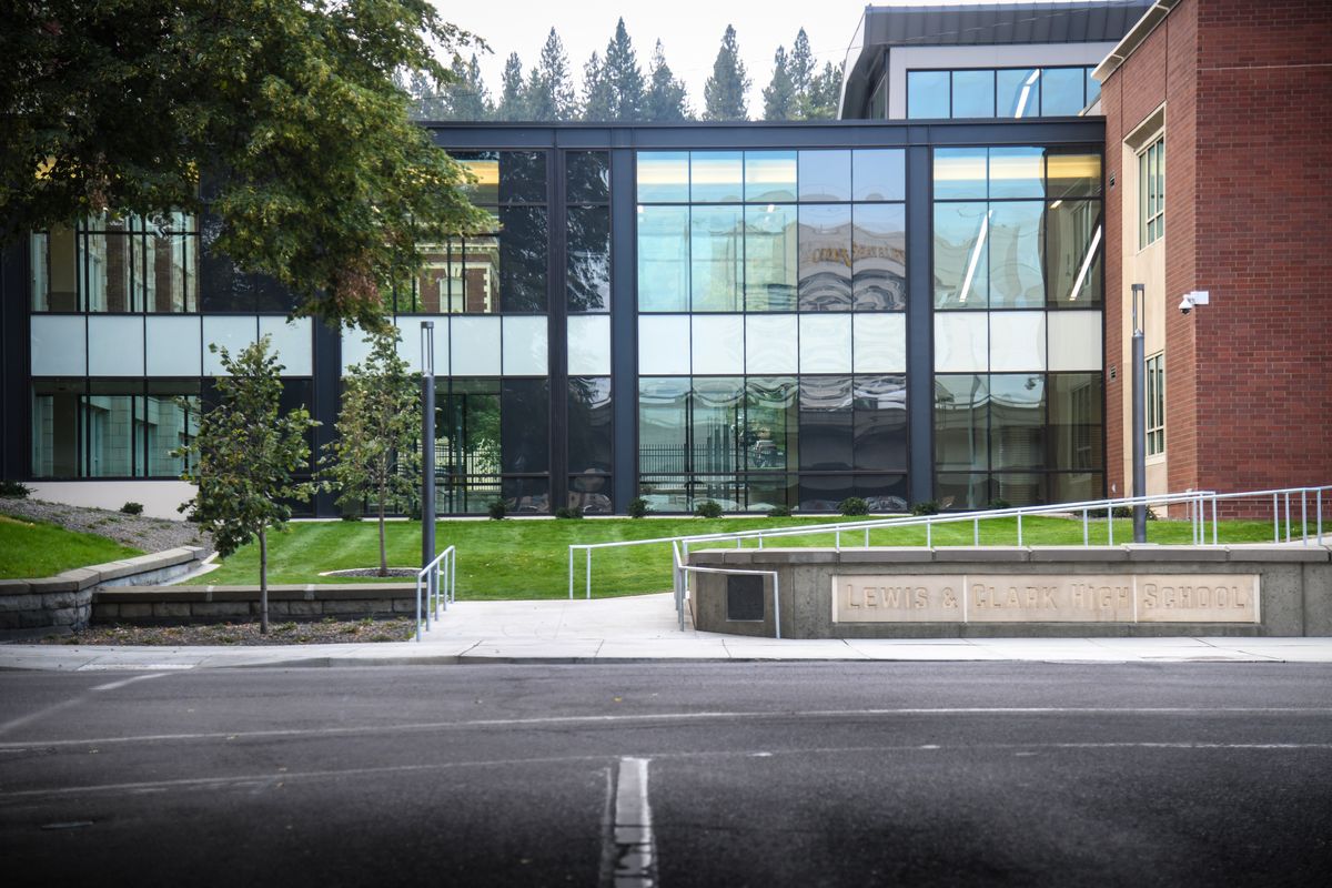 The Lewis and Clark High School Commons hallway connects the old building with the structure, Tuesday, Sept. 22, 2020.  (DAN PELLE/THE SPOKESMAN-REVIEW)
