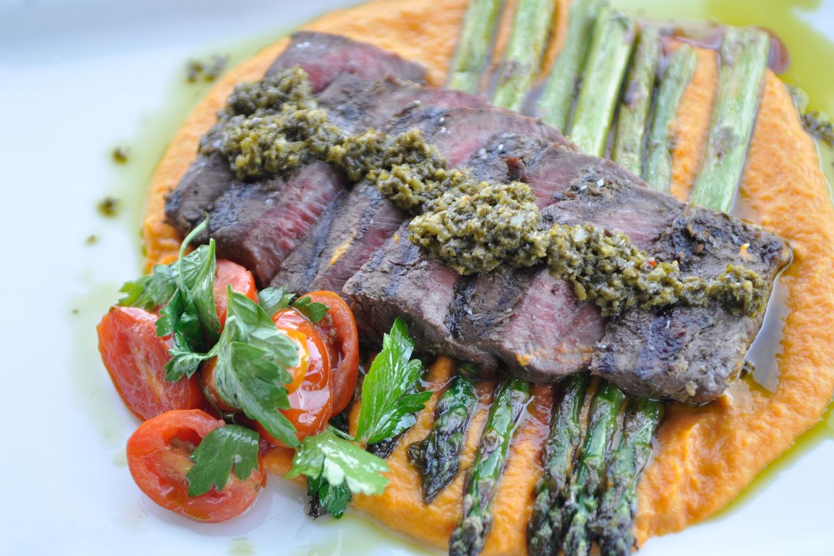 Round Top Public House at Palouse Ridge Golf Club in Pullman officially opened on June 9. Flat iron steak is one of the menu items.  (Adriana Janovich/For The Spokesman-Review)