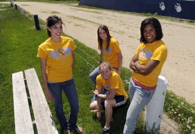 
From left, Samantha Beamer, Liz Cobb, center back, Rebecca Johnstone, center front, and Erin Smith led Chewelah to the state track title.
 (Dan Pelle / The Spokesman-Review)