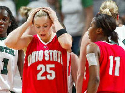
Ohio State's Caity Matter  is stunned after a loss to Michigan State. 
 (Associated Press / The Spokesman-Review)