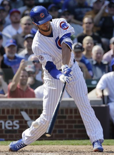 Chicago’s Kris Bryant went 0 for 4 with three strikeouts in his first major-league game. (Associated Press)