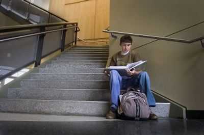 
Bryson Toth studies for his chemistry final at SCC. 
 (Christopher Anderson / The Spokesman-Review)