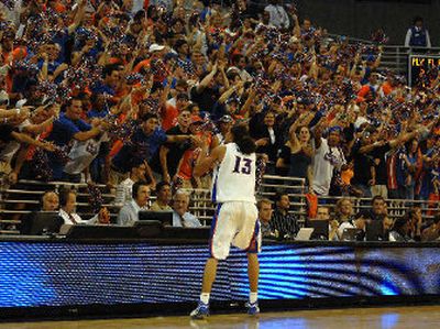 
Joakim Noah relishes the fans' applause during the Gators' season-opening win over Samford. 
 (Associated Press / The Spokesman-Review)