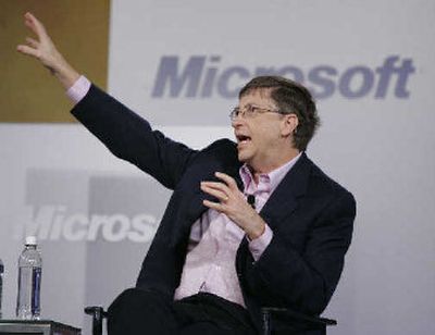 
Microsoft Corp. Chairman Bill Gates gestures during a keynote address in San Francisco.  He talked about Microsoft launching Vista, its first major overhaul to the Windows operating system in five years. 
 (Associated Press / The Spokesman-Review)