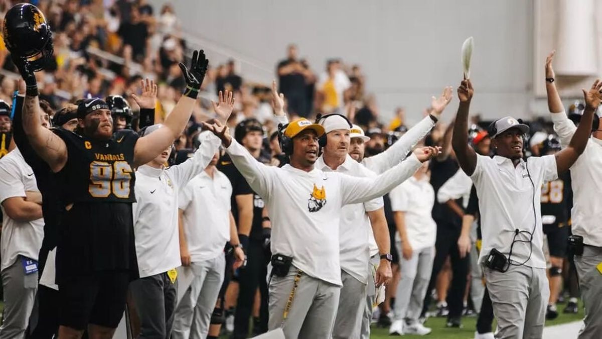 Idaho coach Thomas Ford reacts on the sidelines during a win over St. Thomas on Saturday in Moscow. (Courtesy of Idaho Athletics)