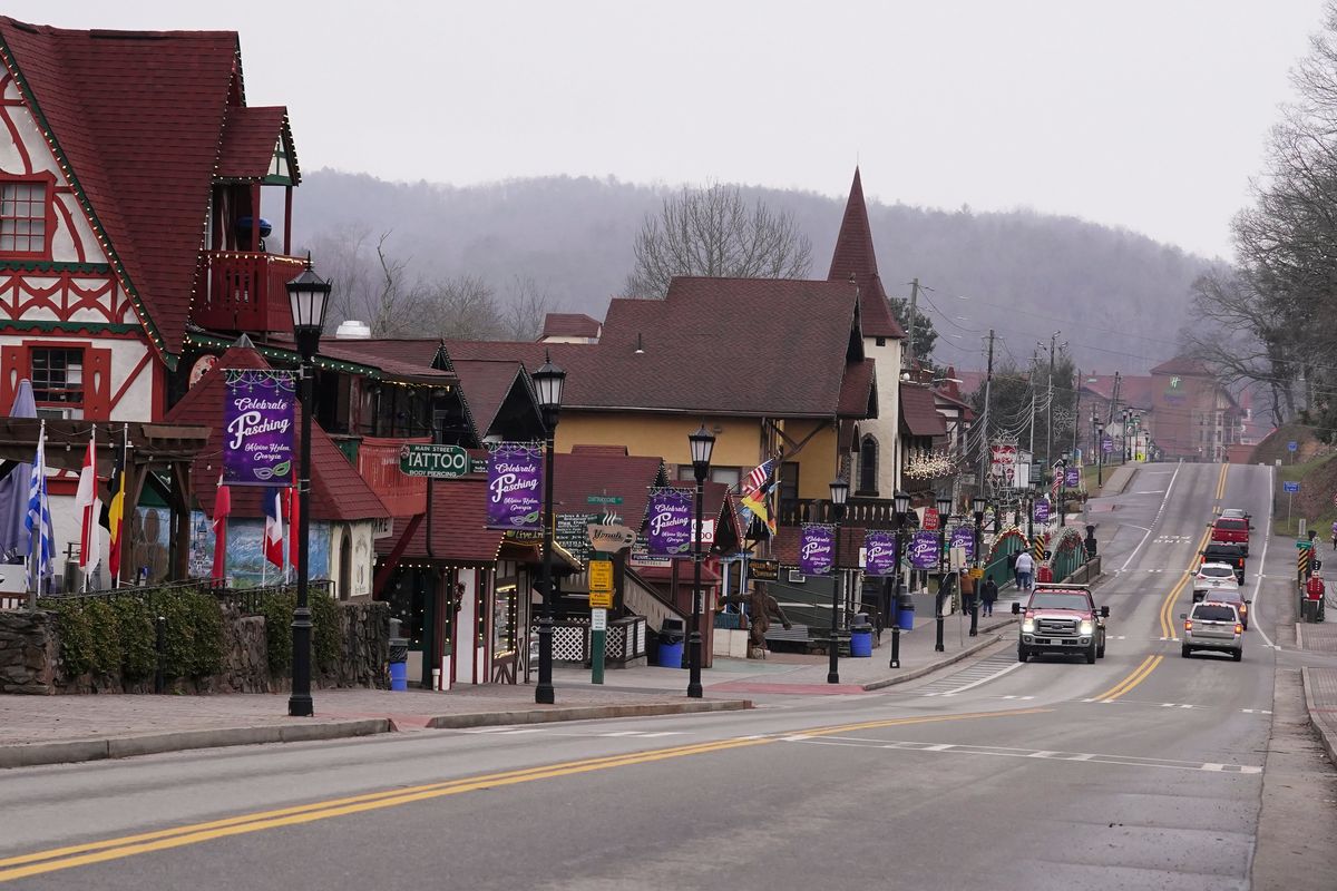 Downtown Helen, Ga., is shown Friday, Jan. 21, 2022. Helen is located in White County, lin the foothills of the Blue Ridge Mountains in northeast Georgia, where officials were stunned when the 2020 census said the county had 28,003 residents. A Census Bureau estimate from 2019 had put the county