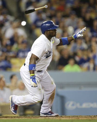 Dodgers outfielder Yasiel Puig has belted 10 home runs and driven in 37 runs so far this season. (Associated Press)