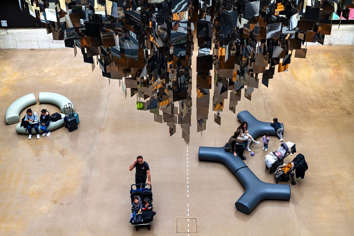 Tabakalera, a sprawling, multipurpose art space inside a former cigarette factory in San Sebastián, Spain, March 2023. Our writer finds the perfect balance of contemporary art, scary medieval weapons, Gothic cloisters and wide-open space. (EMILIO PARRA DOIZTUA/New York Times)