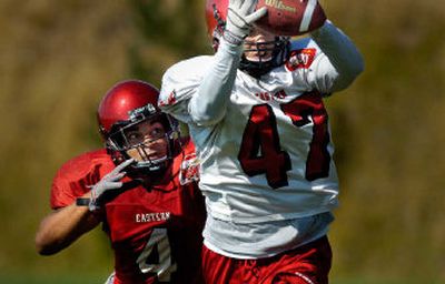 
Tyler Coleman (47) is the only returning EWU receiver to have caught a pass last season. He caught 27 passes for 378 yards.
 (Christopher Anderson / The Spokesman-Review)