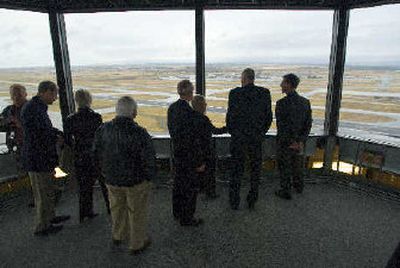 
U.S. Senator Patty Murray , center, and other dignitaries tour the new air traffic control tower at Spokane International Airport on Monday. 
 (Colin Mulvany / The Spokesman-Review)
