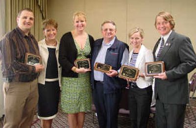 
2008 REALTOR® award recipients (from left): Tom Hormel, Tomlinson North; Patti McKerricher Boyd (presenter); Sabrina Jones-Schroeder, Exit RE-Jones & Assoc.; Chuck Hormel, Country Homes Realty; Candi Todd, Pacific NW Title; James Young, Tomlinson North.
 (SAR / The Spokesman-Review)