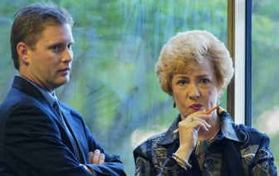 
Texas Commissioner of Education Shirley Neeley listens with her deputy, Robert Scott during a meeting of the State Board of Education on Thursday in Austin, Texas. The board discussed gay marriage and sex education for students as they moved toward approving health textbooks for schools. 
 (Associated Press / The Spokesman-Review)