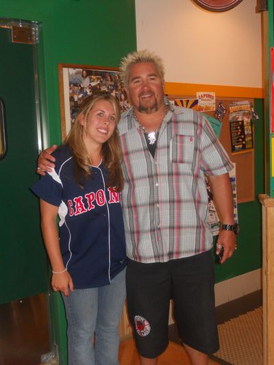 Kate Capone and Guy Fieri at Capone's.  (Courtesy of Nicole Dines / The Spokesman-Review)