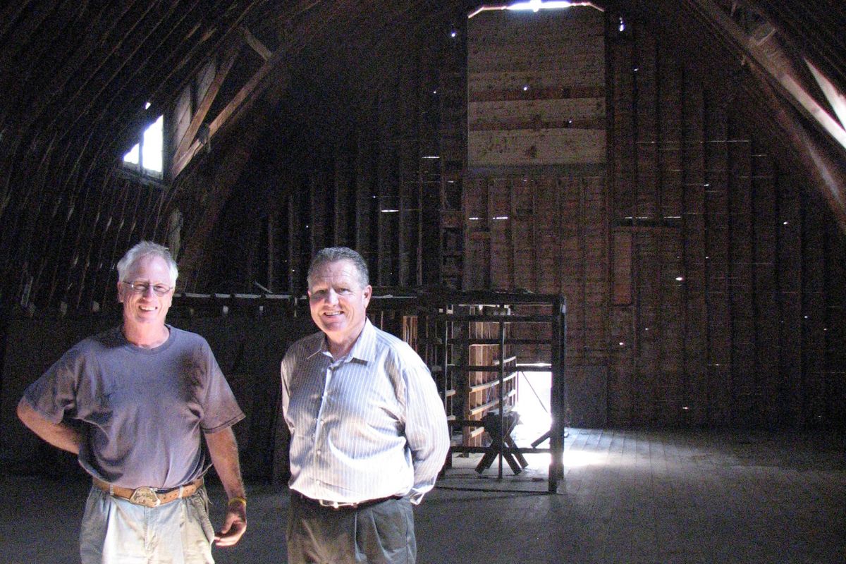 piah@spokesman.com Hutton Settlement Administrator Mike Butler, right, stands in the empty hay loft  with James S. Ahrens of Seeger Company, which did the renovation. (Pia Hallenberg / The Spokesman-Review)