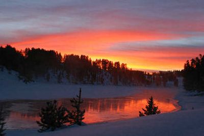 
A winter sunset over the Yellowstone River.
 (Yvette Cardozo / The Spokesman-Review)