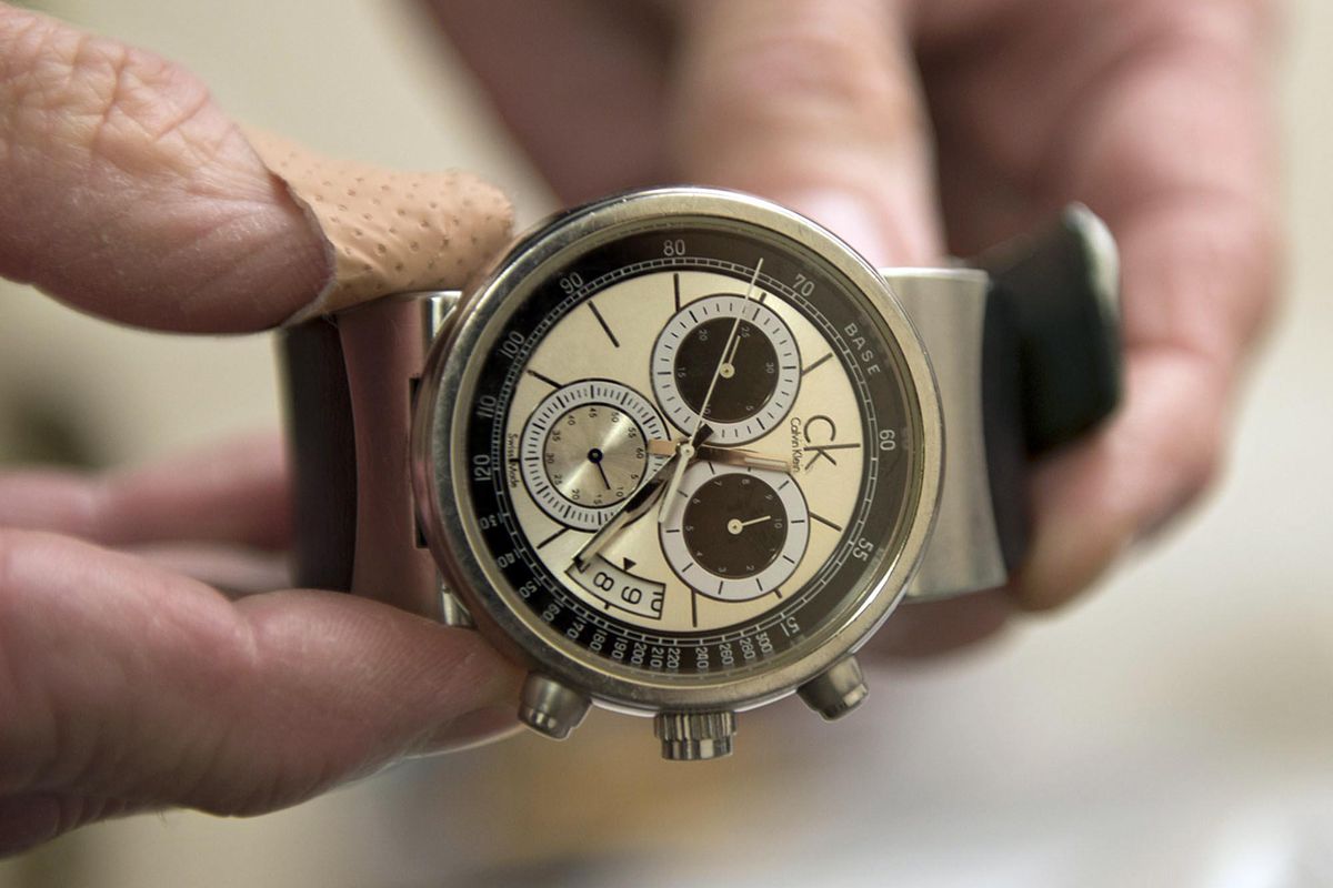 A seized watch is seen Tuesday, Feb. 23, 2016 at the City of Vancouver Police Evidence Facility. (Amanda Cowan / AP)