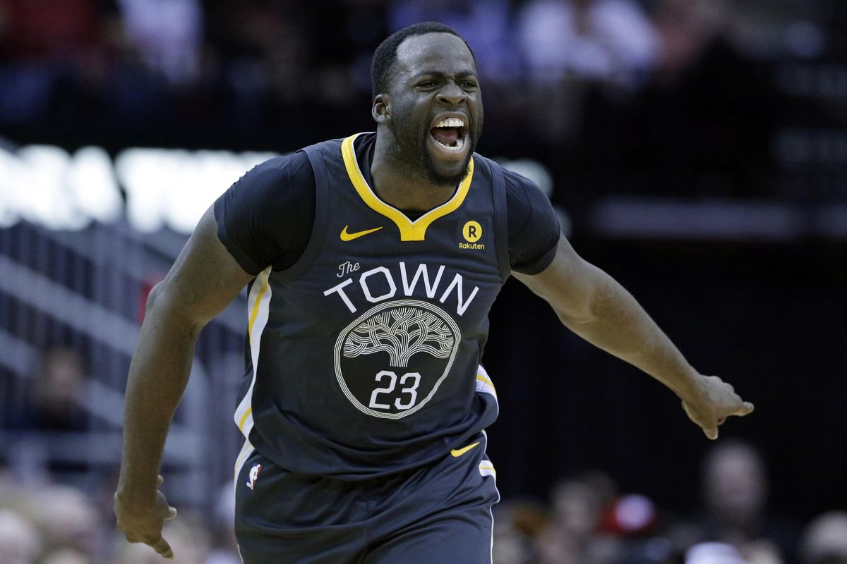 In this Jan. 20, 2018, file photo, Golden State Warriors forward Draymond Green (23) reacts after scoring against the Houston Rockets during the second half of an NBA basketball game, in Houston. The buildup to this Golden State-Houston matchup in the Western Conference finals started in February, when Draymond Green had some pointed comments. Or in October, when the Rockets beat the Warriors on ring night. Or in June, when Chris Paul got traded. Whatever the case, the series that everyone in the NBA apparently wanted to see is about to happen. (Michael Wyke / Associated Press)