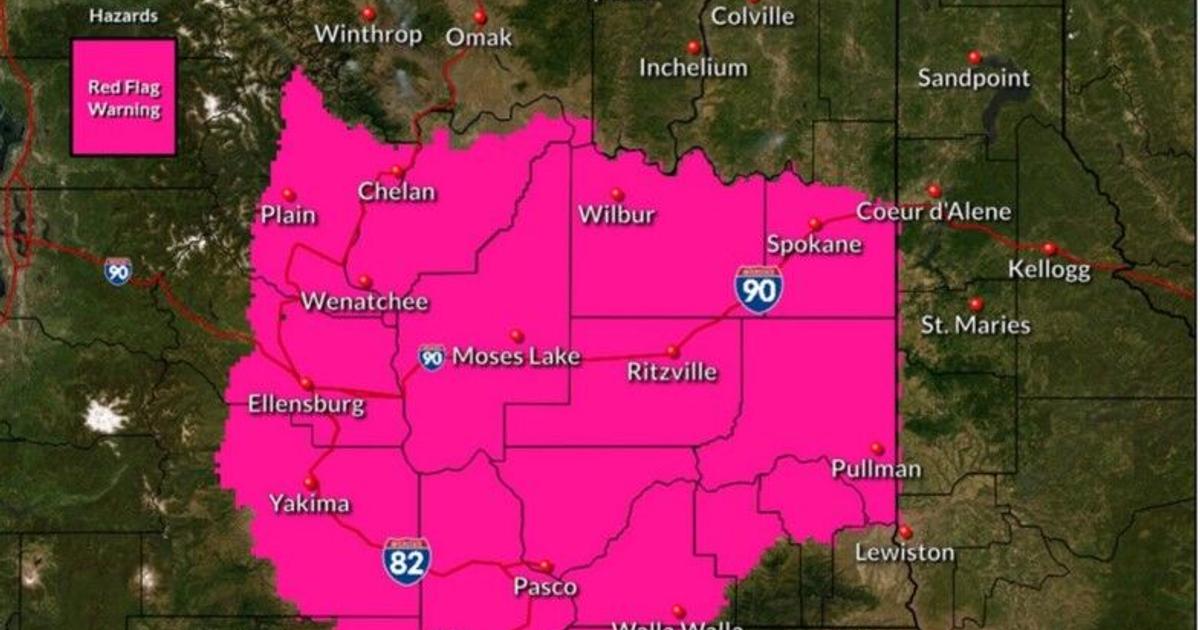 Red Flag warning issued for most of Eastern Washington on Monday