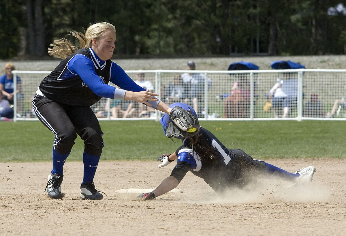 Timberline’s Jenna Bice is ruled safe at second base as Coeur d’Alene’s Jessica Kraft applies the tag in the fifth inning. Special to  (Bruce Twitchell Special to / The Spokesman-Review)
