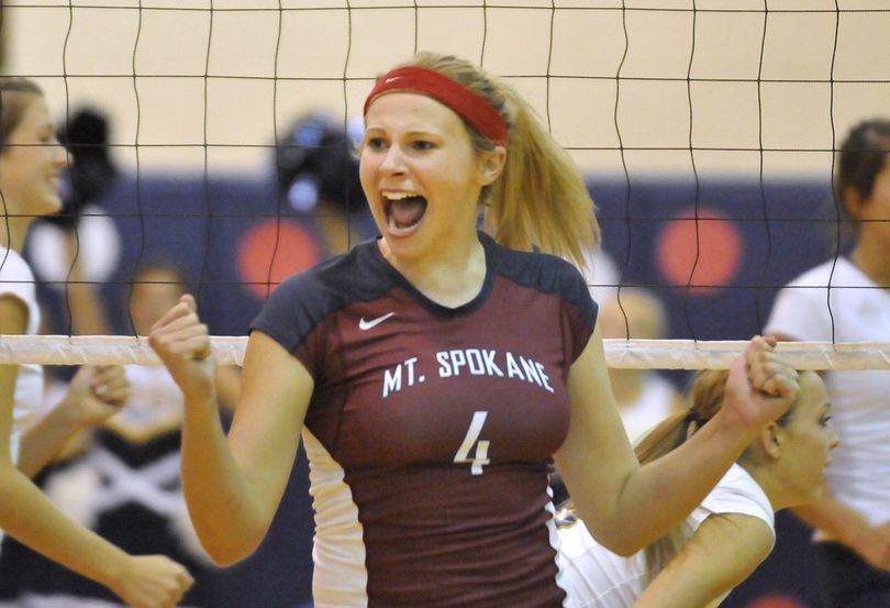 Mt. Spokane’s Annie Arnzen has moved from outside hitter to setter after undergoing hip surgery. (Jesse Tinsley)