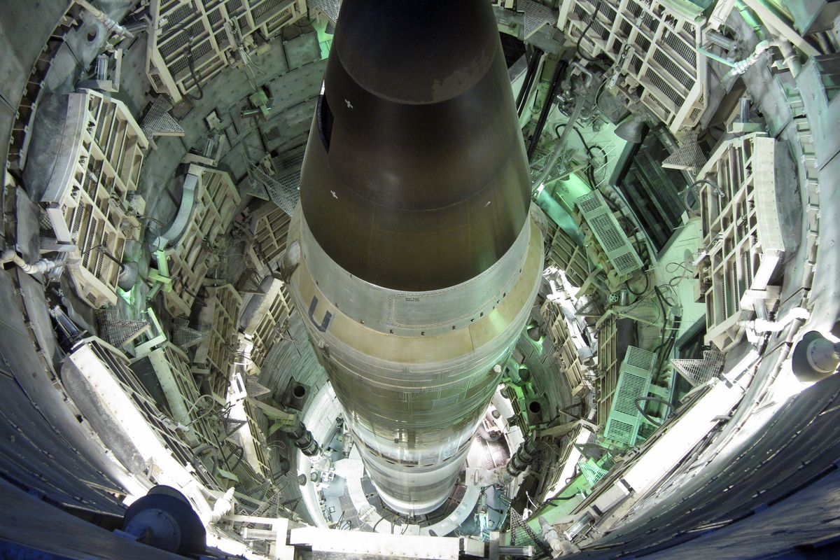 A Titan II missile sits in the launch duct at the Titan Missile Museum in Sahuarita, Ariz. The museum has the nation’s only Titan II missile silo that is open to the public.