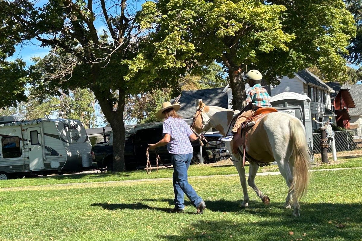 Horse rides were part of the "NW Trilogy: Black Farmers, Cowboys, and Soldiers" event at Liberty Park.  (April Eberhardt/The Black Lens)