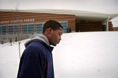 
Chicago product and freshman guard Jeremy Pargo heads to practice at the Gonzaga campus on Wednesday. 
 (Brian Plonka / The Spokesman-Review)