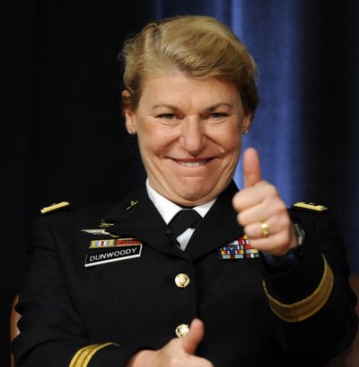 Gen. Ann E. Dunwoody is pictured Friday during her promotion ceremony to four-star general at the Pentagon.  (Associated Press / The Spokesman-Review)