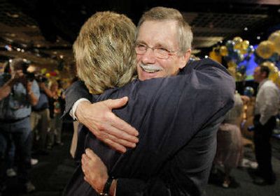 
Ron Gettelfinger is congratulated by delegates after he was elected to a second term as president at the United Auto Workers convention in Las Vegas on Wednesday. 
 (Associated Press / The Spokesman-Review)