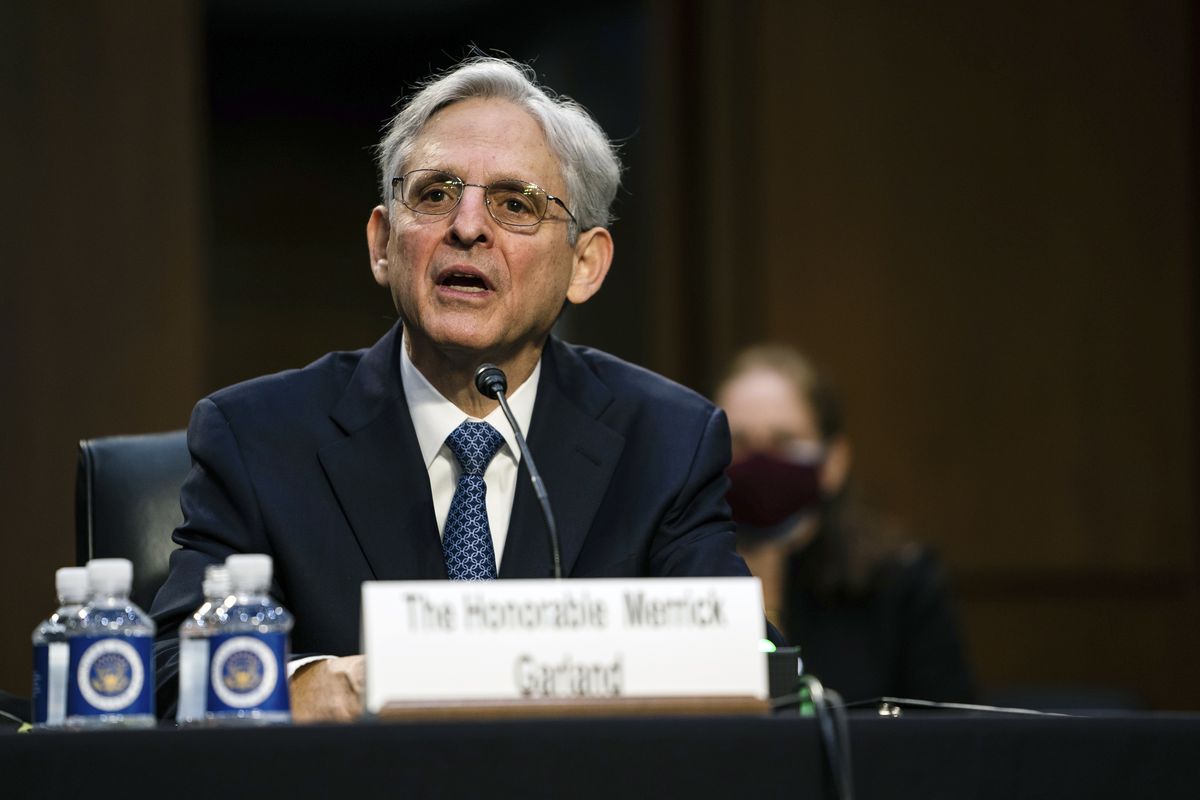 Judge Merrick Garland, nominee to be Attorney General, testifies at his confirmation hearing before the Senate Judiciary Committee, Monday, Feb. 22, 2021 on Capitol Hill in Washington.  (Demetrius Freeman)
