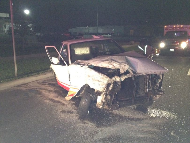 A 21-year-old Spokane man was arrested for vehicular assault after crashing his truck head-on into a semi truck on Thursday and injuring his passenger.
Joseph A. Hussey's blood-alcohol level registered at .224 before he was jailed on a vehicular assault charge for the crash in the 3900 block of East Broadway Avenue, according to the Spokane Police Department.
The legal limit for driving is .08.
Police say he smelled of intoxicants and told them he was going home to the Valley from the Satellite bar downtown.
Hussey also slurred his speech and failed field sobriety tests, police say. 
He was booked into he Spokane County Jail on the felony charge. (Spokane Police Department)