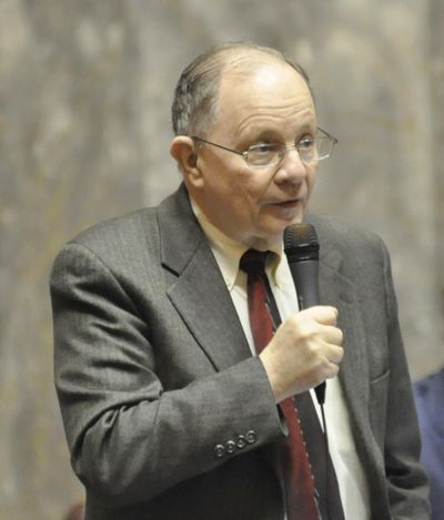 OLYMPIA – Sen. Mike Padden, R-Spokane Valley, argues in favor of his bill making a fourth DUI arrest a felony during debate on Feb. 23, 2017. The Senate passed the bill unanimously that day and the House passed the bill Thursday, April 20, 2017. (Jim Camden / The Spokesman-Review)