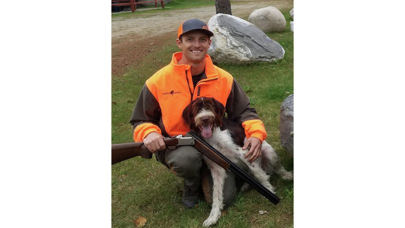 Justin Bailey of Keewatin, Minnesota, and his German wire-haired pointer, Henry, had a memorable encounter with several wolves while hunting grouse.  (Justin Bailey / Courtesy)