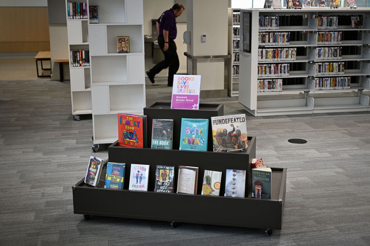 In honor of Banned Books Week, the Central Library has a display of books that have been challenged, banned, or otherwise restricted.  (COLIN MULVANY/THE SPOKESMAN-REVIEW)