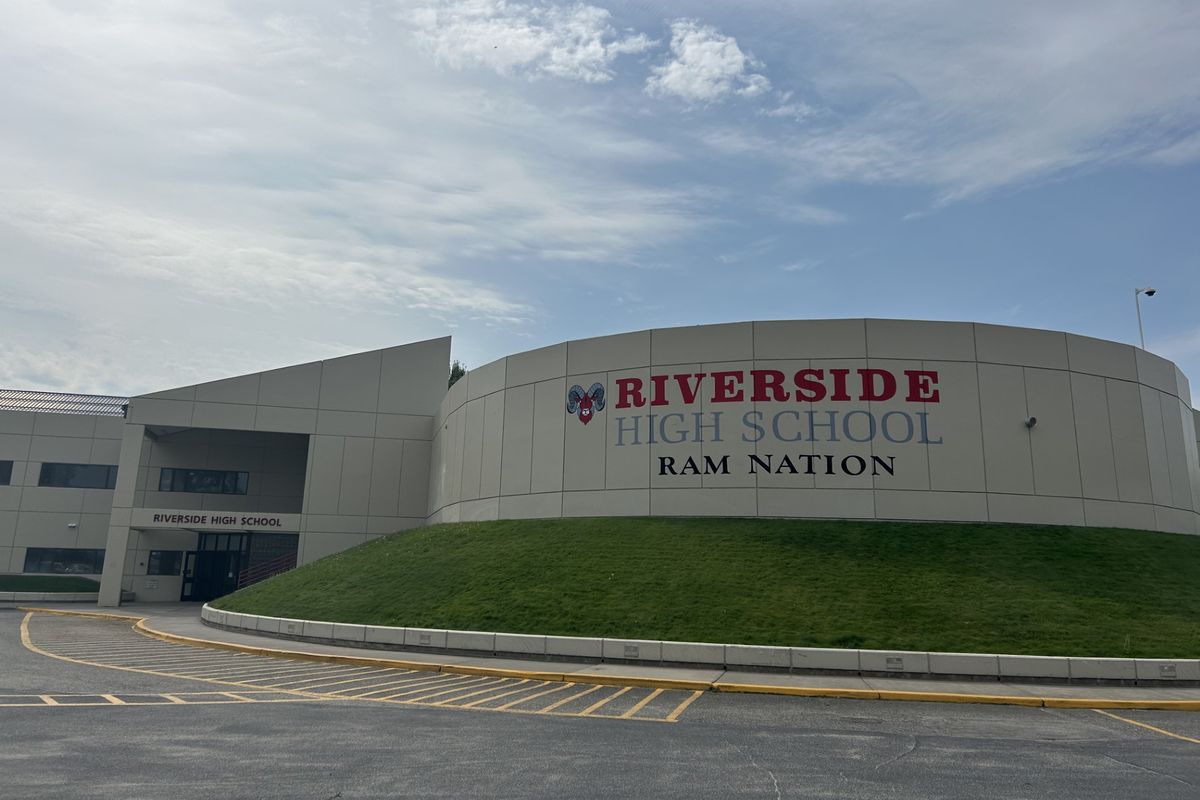 An outside view of Riverside High School, located off Newport Highway in Chattaroy, Wash. (Mathew Callaghan/The Spokesman-Review)