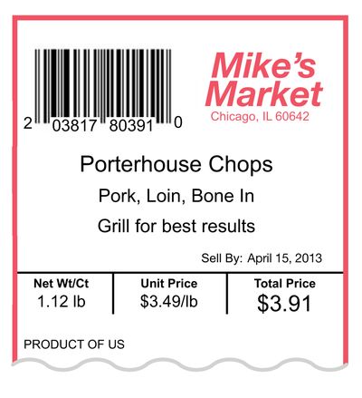 This image released by the National Pork Board shows an example of the updated label for porterhouse pork chops. (Associated Press)