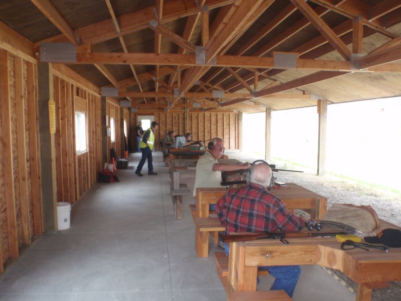 Shooters take their places on the line at the Farragut Shooting Range after it reopened on June 1, 2013.  Lawsuits had forced the closure and rebuilding of the facility (Idaho Fish and Game Department)