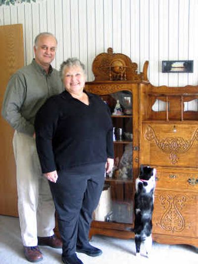Ken and Sharon Mansk found an oak secretary in the attic of his family home in Chicago.
(Cheryl-Anne Millsap / The Spokesman-Review)