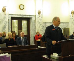 Idaho state prisons chief Brent Reinke tells the Legislature's joint budget committee on Friday morning that he can make cuts proposed by Gov. Butch Otter for next year, but any deeper cuts will require releasing inmates - something he can't do without direction from lawmakers. (Betsy Russell)
